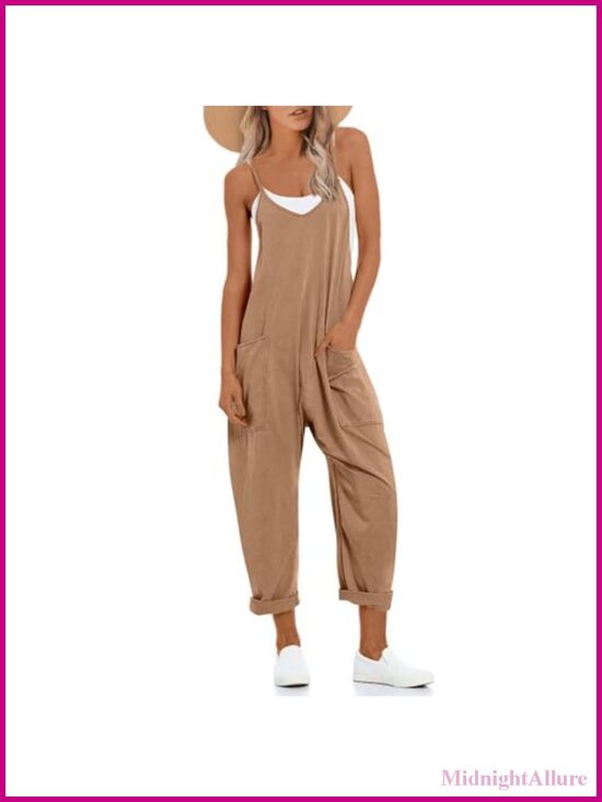 Pants - Women's Casual Jumpsuit Summer Romper Wide Leg Adjustable Straps Beach Vacation